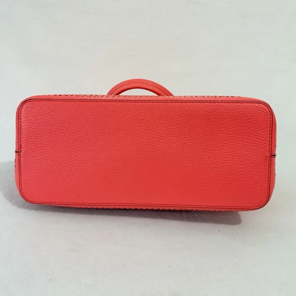 Kate Spade Wakefield Lane Carli Coral Handbag Pinkish Orange Laser Cut Purse